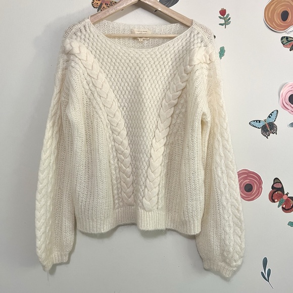 Sezane Sweaters - Sézane Women's Cream Cable Knit Sweater L